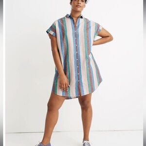 Madewell Blue and Brown Striped Swim Coverup